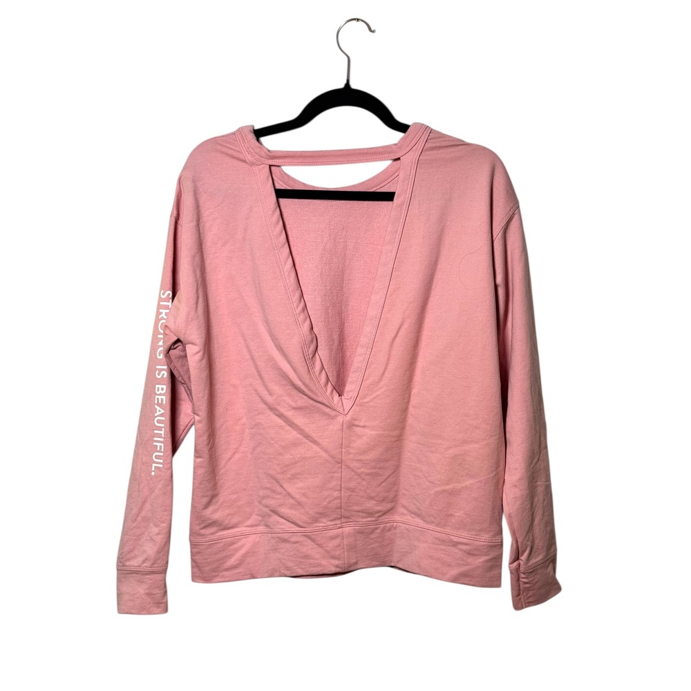 Bar Method Pink Open Back Sweatshirt Long Sleeve Athleisure Top Sz Small EUC - Picture 4 of 7
